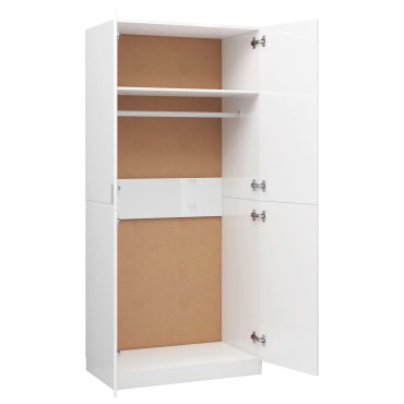 vidaXL Ντουλάπα Γυαλιστερό Λευκό 80x52x180cm από Επεξ. Ξύλο 1 τεμ.