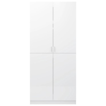 vidaXL Ντουλάπα Γυαλιστερό Λευκό 80x52x180cm από Επεξ. Ξύλο 1 τεμ.