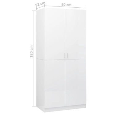 vidaXL Ντουλάπα Γυαλιστερό Λευκό 80x52x180cm από Επεξ. Ξύλο 1 τεμ.