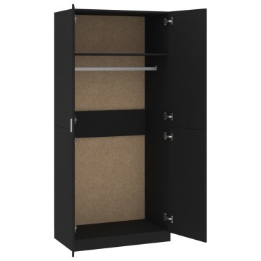 vidaXL Ντουλάπα Μαύρη 90x52x200cm από Επεξ. Ξύλο 1 τεμ.