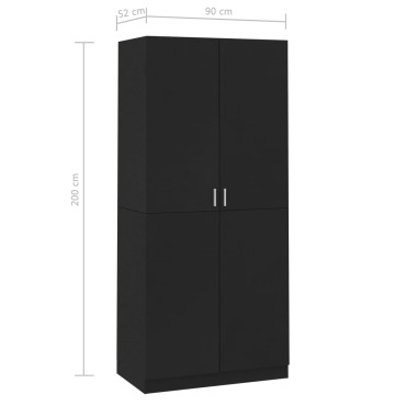 vidaXL Ντουλάπα Μαύρη 90x52x200cm από Επεξ. Ξύλο 1 τεμ.