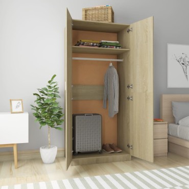 vidaXL Ντουλάπα Χρώμα Sonoma Δρυς 90x52x200cm από Επεξ. Ξύλο 1 τεμ.