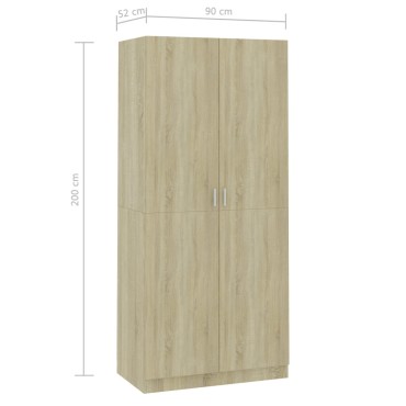 vidaXL Ντουλάπα Χρώμα Sonoma Δρυς 90x52x200cm από Επεξ. Ξύλο 1 τεμ.
