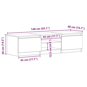 vidaXL Έπιπλο Τηλεόρασης Μαύρο 140x40x35,5cm από Επεξ. Ξύλο