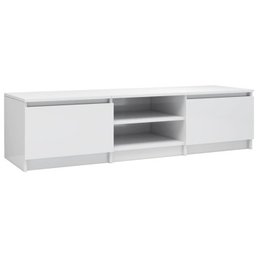 vidaXL Έπιπλο Τηλεόρασης Γυαλιστερό Λευκό 140x40x35,5cm Επεξ. Ξύλο