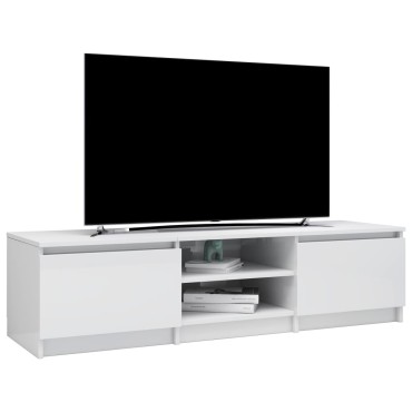 vidaXL Έπιπλο Τηλεόρασης Γυαλιστερό Λευκό 140x40x35,5cm Επεξ. Ξύλο