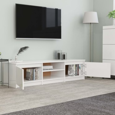 vidaXL Έπιπλο Τηλεόρασης Γυαλιστερό Λευκό 140x40x35,5cm Επεξ. Ξύλο