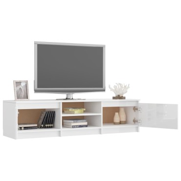 vidaXL Έπιπλο Τηλεόρασης Γυαλιστερό Λευκό 140x40x35,5cm Επεξ. Ξύλο