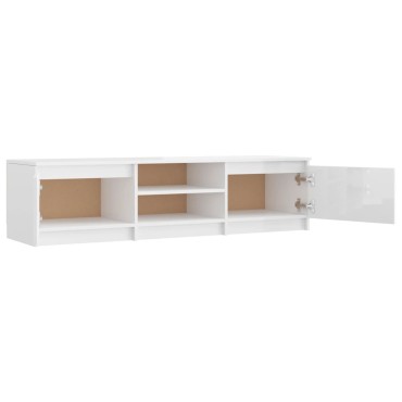 vidaXL Έπιπλο Τηλεόρασης Γυαλιστερό Λευκό 140x40x35,5cm Επεξ. Ξύλο