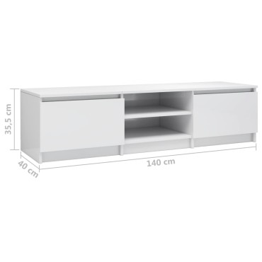 vidaXL Έπιπλο Τηλεόρασης Γυαλιστερό Λευκό 140x40x35,5cm Επεξ. Ξύλο