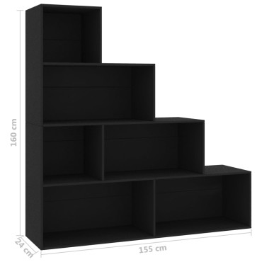 vidaXL Βιβλιοθήκη/Διαχωριστικό Χώρου Μαύρο 155x24x160cm Επεξ. Ξύλο 1 τεμ.