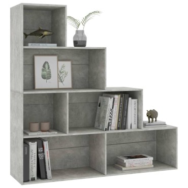 vidaXL Βιβλιοθήκη/Διαχωριστικό Γκρι Σκυροδ. 155x24x160cm Επεξ. Ξύλο 1 τεμ.
