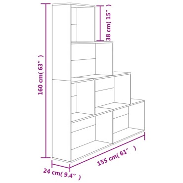 vidaXL Βιβλιοθήκη/Διαχωριστικό Γκρι Σκυροδ. 155x24x160cm Μοριοσανίδα 1 τεμ.