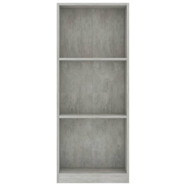 vidaXL Βιβλιοθήκη με 3 Ράφια Γκρι Σκυροδ. 40x24x109cm Επεξεργ. Ξύλο 1 τεμ.