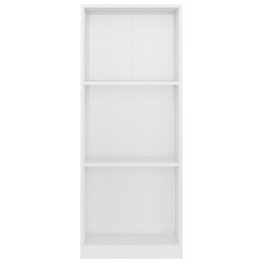 vidaXL Βιβλιοθήκη με 3 Ράφια Γυαλ. Λευκό 40x24x109cm Επεξεργ. Ξύλο 1 τεμ.