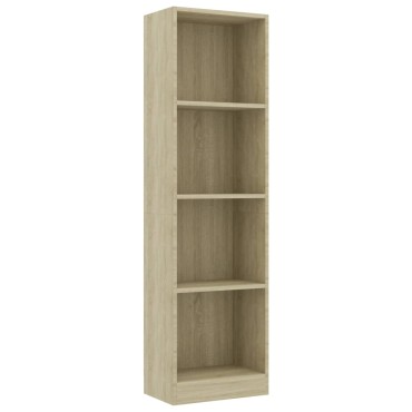 vidaXL Βιβλιοθήκη με 4 Ράφια Sonoma Δρυς 40x24x142cm Επεξ. Ξύλο 1 τεμ.