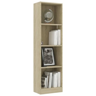 vidaXL Βιβλιοθήκη με 4 Ράφια Sonoma Δρυς 40x24x142cm Επεξ. Ξύλο 1 τεμ.