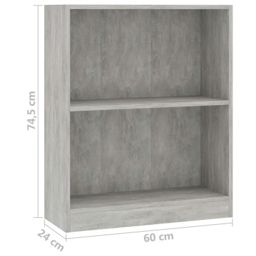 vidaXL Βιβλιοθήκη Γκρι Σκυροδέματος 60x24x76cm Επεξεργασμένο Ξύλο 1 τεμ.