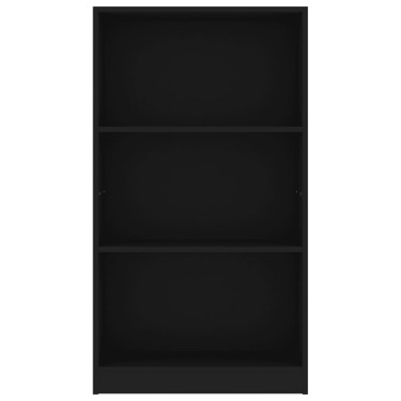 vidaXL Βιβλιοθήκη με 3 Ράφια Μαύρη 60x24x109cm Επεξεργασμένο Ξύλο 1 τεμ.