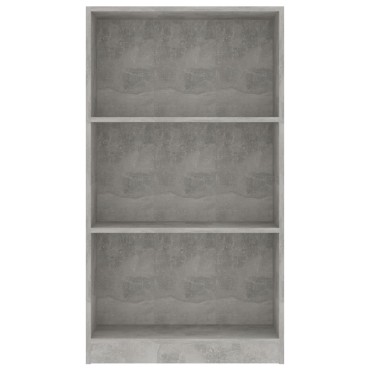 vidaXL Βιβλιοθήκη με 3 Ράφια Γκρι Σκυροδ. 60x24x109cm Επεξεργ. Ξύλο 1 τεμ.