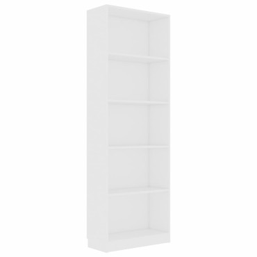 vidaXL Βιβλιοθήκη με 5 Ράφια Λευκή 60x24x175cm από Επεξ. Ξύλο 1 τεμ.
