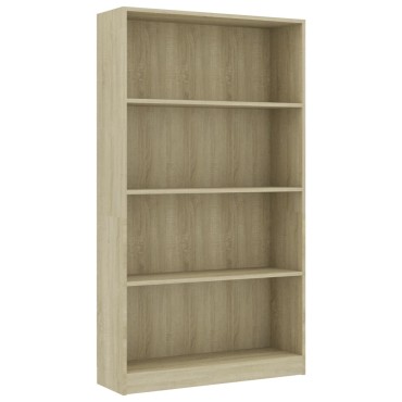 vidaXL Βιβλιοθήκη με 4 Ράφια Sonoma Δρυς 80x24x142cm Επεξ. Ξύλο 1 τεμ.
