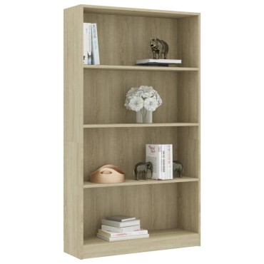 vidaXL Βιβλιοθήκη με 4 Ράφια Sonoma Δρυς 80x24x142cm Επεξ. Ξύλο 1 τεμ.