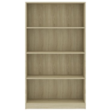vidaXL Βιβλιοθήκη με 4 Ράφια Sonoma Δρυς 80x24x142cm Επεξ. Ξύλο 1 τεμ.