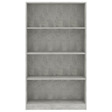 vidaXL Βιβλιοθήκη με 4 Ράφια Γκρι Σκυροδέμ. 80x24x142cm Επεξ. Ξύλο 1 τεμ.