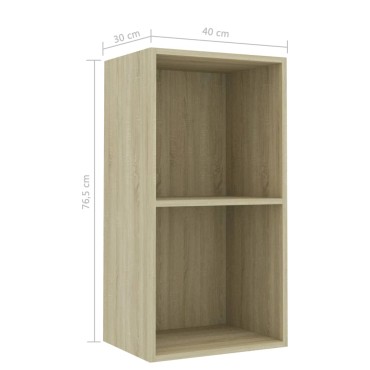 vidaXL Βιβλιοθήκη με 2 Ράφια Sonoma Δρυς 40x30x76,5cm Επεξ. Ξύλο 1 τεμ.