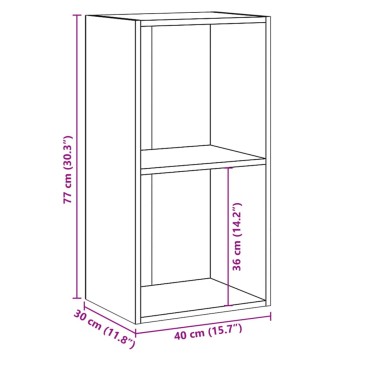 vidaXL Βιβλιοθήκη με 2 Ράφια Sonoma Δρυς 40x30x76,5cm Επεξ. Ξύλο 1 τεμ.