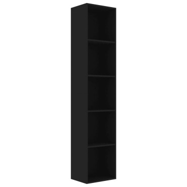vidaXL Βιβλιοθήκη Μαύρη 40x30x189cm από Επεξ. Ξύλο 1 τεμ.