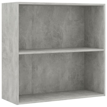 vidaXL Βιβλιοθήκη με 2 Ράφια Γκρι Σκυροδεμ. 80x30x76,5cm Μοριοσανίδα 1 τεμ.