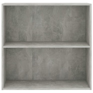 vidaXL Βιβλιοθήκη με 2 Ράφια Γκρι Σκυροδεμ. 80x30x76,5cm Μοριοσανίδα 1 τεμ.