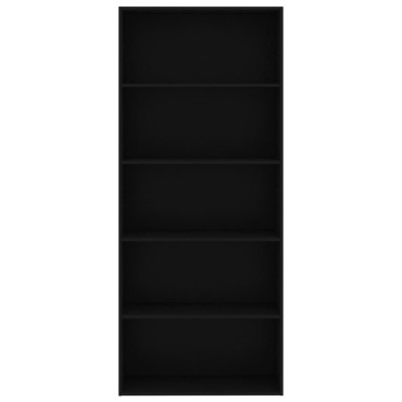 vidaXL Βιβλιοθήκη με 5 Ράφια Μαύρη 80x30x189cm Επεξ. Ξύλο 1 τεμ.