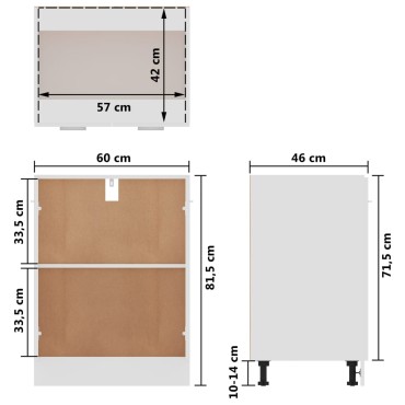 vidaXL Ντουλάπι Δαπέδου Lyon Λευκό 60x46x81,5cm Επεξ. Ξύλο 1 τεμ.