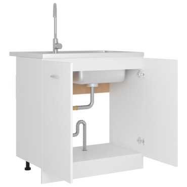 vidaXL Ντουλάπι Νεροχύτη Lyon Λευκό 80x46x81,5cm Επεξ. Ξύλο 1 τεμ.