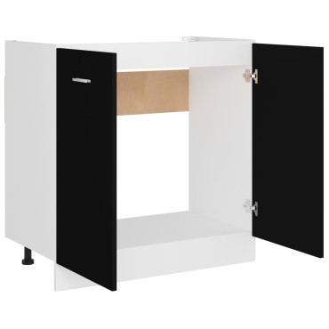 vidaXL Ντουλάπι Νεροχύτη Lyon Μαύρο 80x46x81,5cm Επεξ. Ξύλο 1 τεμ.