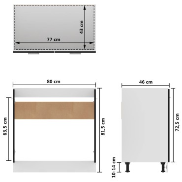 vidaXL Ντουλάπι Νεροχύτη Μαύρο 80x46x81,5cm Μοριοσανίδα 1 τεμ.