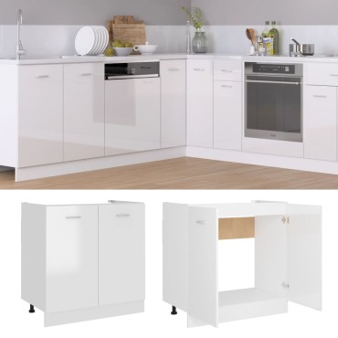 vidaXL Ντουλάπι Νεροχύτη Lyon Γυαλιστερό Λευκό 80x46x81,5cm 1 τεμ.