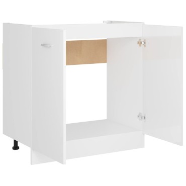 vidaXL Ντουλάπι Νεροχύτη Lyon Γυαλιστερό Λευκό 80x46x81,5cm 1 τεμ.