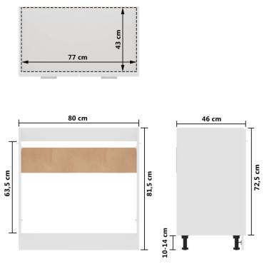 vidaXL Ντουλάπι Νεροχύτη Γυαλιστερό Λευκό 80x46x81,5cm Μοριοσανίδα 1 τεμ.