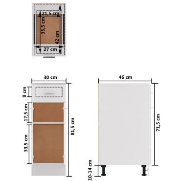 vidaXL Ντουλάπι με Συρτάρι Λευκό 30x46x81,5cm Μοριοσανίδα 1 τεμ.