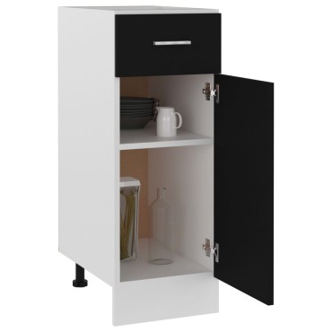 vidaXL Ντουλάπι με Συρτάρι Lyon Μαύρο 30x46x81,5cm Επεξ. Ξύλο 1 τεμ.