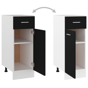 vidaXL Ντουλάπι με Συρτάρι Lyon Μαύρο 30x46x81,5cm Επεξ. Ξύλο 1 τεμ.