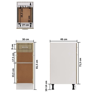 vidaXL Ντουλάπι με Συρτάρι Sonoma Δρυς 30x46x81,5cm Μοριοσανίδα 1 τεμ.