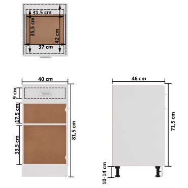 vidaXL Ντουλάπι με Συρτάρι Λευκό 40x46x81,5cm Μοριοσανίδα 1 τεμ.