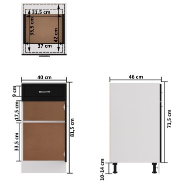 vidaXL Ντουλάπι με Συρτάρι Lyon Μαύρο 40x46x81,5cm Επεξ. Ξύλο 1 τεμ.