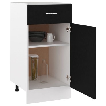 vidaXL Ντουλάπι με Συρτάρι Lyon Μαύρο 40x46x81,5cm Επεξ. Ξύλο 1 τεμ.