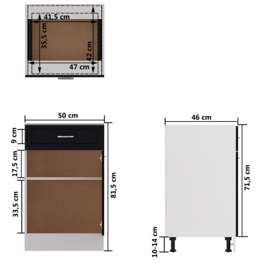 vidaXL Ντουλάπι με Συρτάρι Lyon Μαύρο 50x46x81,5cm Επεξ. Ξύλο 1 τεμ.